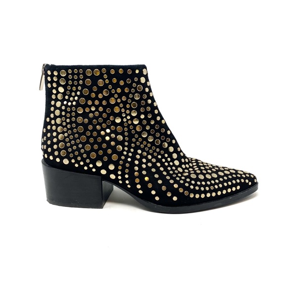 Vince Camuto Shoes - Vince Camuto | Edenny Gold Studded Black Suede Booties Size 8.5